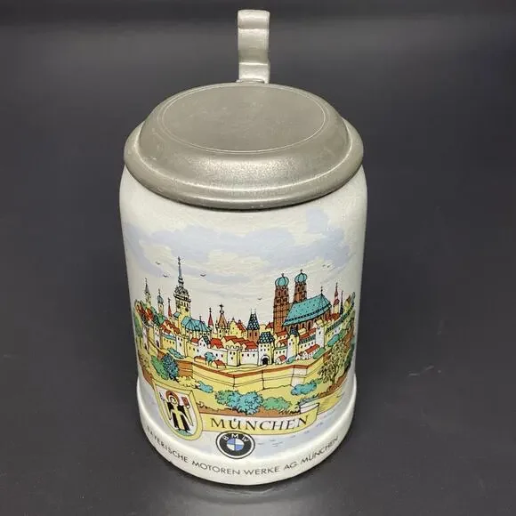 BMW Bayerische Motoren Werke AG. Munchen German Ceramic Stein Lidded Breweriana - Picture 3 of 11